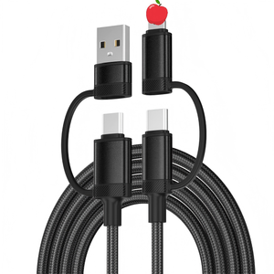 Câble de charge rapide USB 2.0 Type-C vers Type-C 60W <span class=keywords><strong>4</strong></span>-en-1 avec noyau en alliage d'aluminium et gaine en nylon tressé 1,2 m pour <span class=keywords><strong>iPhone</strong></span> - Product Image 1