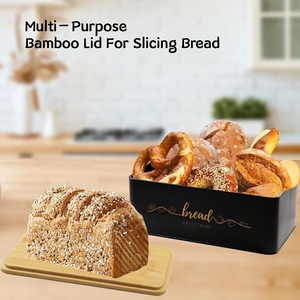 Caja Rectangular Negra para Guardar Pan con Tapa de Madera para Uso Doméstico en la Cocina - Product Image 3