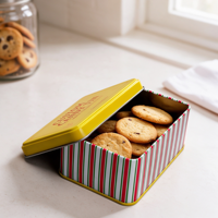 Boîte à biscuits rectangulaire personnalisée en métal, boîte en fer blanc pour biscuits, conteneur de stockage avec couvercle pour bonbons, chocolat, emballage cadeau
