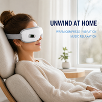 Masque de massage oculaire chauffant rechargeable en gros avec compression d'air, vibration, musique, design pliable, OEM, ODM, marque privée