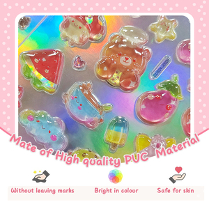 Custom Size 3D Reusable Anime PVC <b>Puff</b> Sticker Creative Cute Jelly Home Decoration Stickers for Kids - Product Image 3