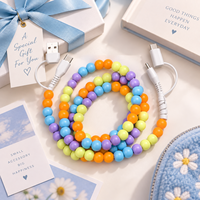 Câble de charge USB Type C 4 en 1 avec perles colorées, câble de transfert de données, accessoire de mode couleur bonbon