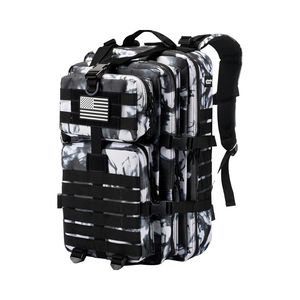 Spoir Tactical Backpack Tactical MOLLE Rucksackキャンプ用3日間旅行 (米国国旗パッチ付きブラックホワイトカモ) - Product Image 1