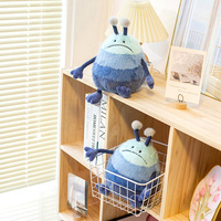 Peluche bleue Little Monster avec antennes, visage triste, jouet en peluche super doux pour enfants, décoration de bureau, décoration de la maison, cadeau d'anniversaire