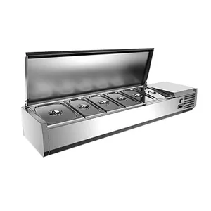 Guangzhou Stainless Steel 4~10 Pans Salad/Pizza Display Counter/Bar Preparation Chiller