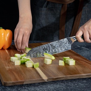 Ensemble de 8 couteaux de cuisine japonais sculptés avec des manches <span class=keywords><strong>en</strong></span> résine verte exquise, comprenant un couteau de chef et un couteau à pain - Product Image 2