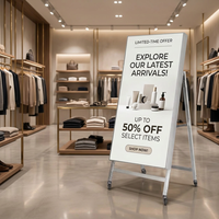 Écran d'affichage numérique mobile pliable LED en forme de A avec 4 roues P1.25-P2.5