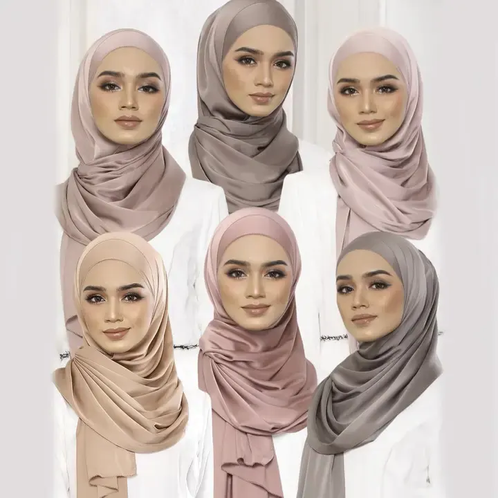 Bufanda de seda de satén mate sólida colección de 30 colores elegante personalizada para mujer chales de fiesta de boda y chales hijab de satén