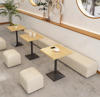 Banc de table à manger à cadre en bois au design moderne avec coussin épais pour restaurant, bar, hôtel ou centre commercial