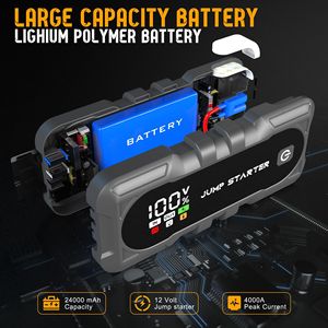 Démarreur de voiture 12V ABS, booster de batterie, outil de démarrage d'urgence, alimentation portable pour le sauvetage des véhicules - Product Image 3