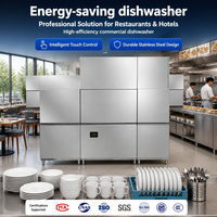 Lave-vaisselle commercial à convoyeur à récupération de chaleur, à eau chaude, entièrement automatique, pour hôtels et restaurants, à haut rendement énergétique