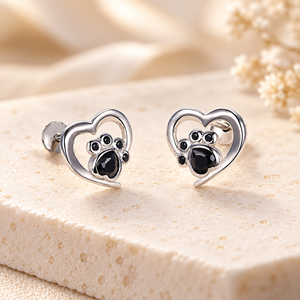 Orecchini a perno a forma di cuore con zampa per donna, design a impronta cava, accessori per l'orecchio da indossare tutti i giorni - Product Image 1