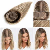 Prêt à expédier : Topper capillaire mono en cheveux humains bruts, noué à la main, avec cuticules alignées, pour femmes souffrant de perte de cheveux