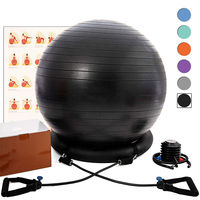Chaise ballon d'exercice 65 cm, ballon de yoga de bureau inclus, bandes de résistance