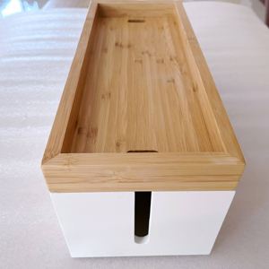 Customize Hide Wire Cable Storage Box Bamboo Anti Dust Cable Management Box Cord Cable Organizer Box for Desk