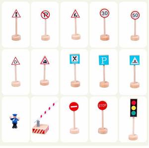 16 bambini pz/set segnale stradale in legno segnali stradali gioco Montessori educativo strada di apprendimento della vita giocattoli per bambini - Product Image 6