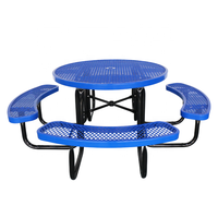 Table de pique-nique en métal pour 8 personnes mobilier de jardin table à manger en acier table de café pour aire de jeux de jardin