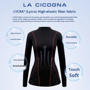 LA CICOGNA Robe de patinage artistique pour filles Noir Rouge <span class=keywords><strong>Classique</strong></span> Color-Block Compétition Entraînement Personnalisé Automne Hiver Patinoire Porter - Product Image 2