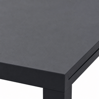 Table à manger carrée extensible noire mate, mobilier moderne pour café en plein air, patio, jardin, restaurant, bistrot