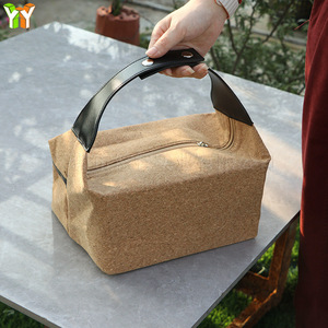 Hot-selling premium wood grain leather lunch bag for outdoor <b>camping</b>, picnics, coffee, tableware, fruit <b>storage</b>, and tote bag. - Product Image 1