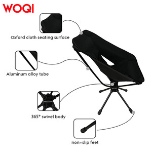 Chaise pliante portable Woqi Camping, chaise lune rotative à 360 degrés, tissu Oxford noir, pour voyages en plein air, plage, pêche - Product Image 5