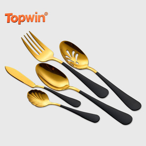 Tenedor de Acero Inoxidable con Mango de Color, Cuchara para Servir Sólida y Perforada, Cuchara para Azúcar, Cuchillo para Mantequilla, Pulido Espejo, Apto para Lavavajillas - Product Image 1