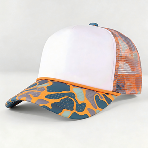 หมวกเบสบอลปักโลโก้ตามสั่ง ผ้าฝ้าย 100% หมวกแก๊ปตาข่าย 5 ชิ้น แบบ Snap Back ลายพรางสำหรับกิจกรรมกลางแจ้ง - Product Image 1