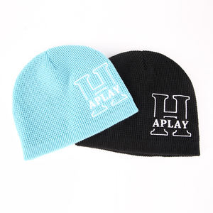 맞춤형 승화 전사 전면 프린트 Y2K 로고 커프리스 남녀공용 겨울 니트 스컬리 비니 모자 - Product Image 4