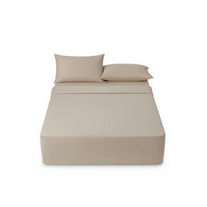 Juego de Sábanas de Algodón Suave Tamaño Queen, Color Almendra, con 2 Fundas de Almohada, Hipoalergénicas, Lavables a Máquina, Ropa de Cama para el Hogar - Product Image 1