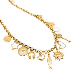 Collar con Colgante de Cadena de Acero Inoxidable Color Oro 18K, Estilo Moderno, con Llave del Amor, para DIY, Nueva Moda en Europa y Estados Unidos - Product Image 5