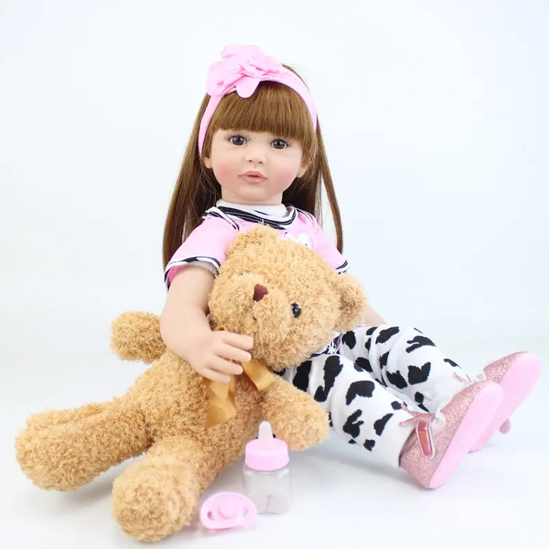 Silikon Vinyl Gliedmaßen 60cm Reborn Kleinkind Puppe 24 "Mädchen Prinzessin Lebendig Baby Spielzeug Tuch Körper Wie Echte Geburtstag geschenk Brinquedos