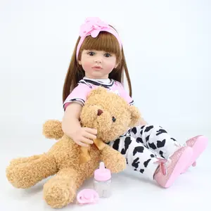 बच्ची गुड़िया कपड़े Suppliers-सिलिकॉन Vinyl अंगों 60cm पुनर्जन्म बच्चा गुड़िया 24 "लड़की राजकुमारी जिंदा बच्चे खिलौना कपड़ा शरीर की तरह असली जन्मदिन का उपहार Brinquedos
