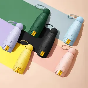도매 좋은 품질 슈퍼 미니 5 접는 우산 플랫 포켓 크기 우산 안티 UV 보호