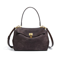 Sac à bandoulière en daim avec fermeture à cadenas, style vintage, pour usage quotidien, longueur de sangle 50-65 cm, deux poignées, grande capacité, sac à main pour femme