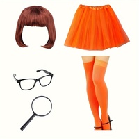 Ensemble de costume de détective pour femme, comprenant une perruque brune, des lunettes à monture noire, une loupe, etc., kit de fête costumée d'Halloween