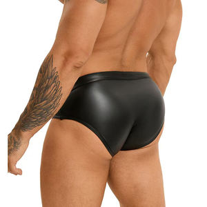 Tanga para hombre, calzoncillos negros con remaches de piel sintética, calzoncillos triangulares Punk, bragas para hombre, lencería <span class=keywords><strong>Gay</strong></span> - Product Image 3