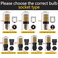 Ampoule de voiture Luz Fija Flash 12V-50V 1156 BAU15S 1157 T20 T25 7440 7443 3014 144SMD 1141 1034, clignotant, feu stop, rouge