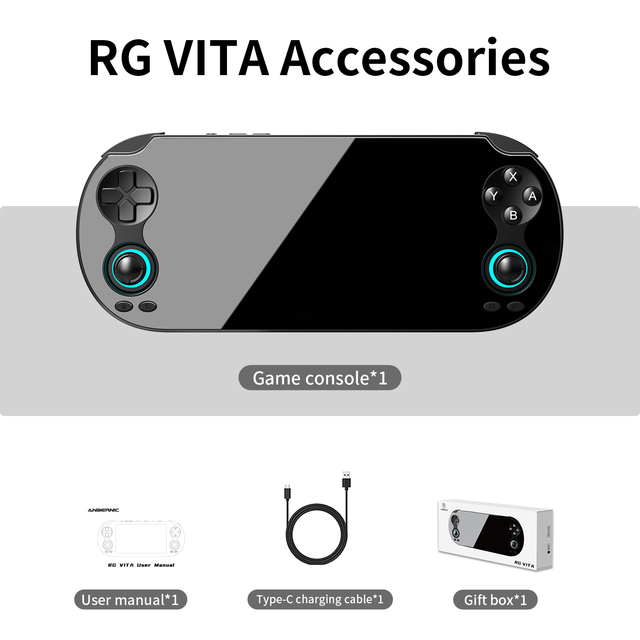 F Anbernic RG VITA Anti Glare Android Gaming Console 5000mAh Battery Wi-Fi Smart Handheld Video Game Device