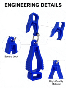 プラスチック製 グローブホルダー 作業手袋用紛失防止クリップ フック付き固定具 - Product Image 3