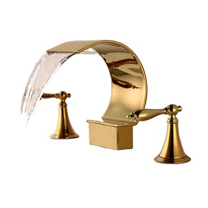 Rubinetto per <span class=keywords><strong>Lavabo</strong></span> da Bagno a 3 Fori Nuovo Design Opaco Dorato - Product Image 6