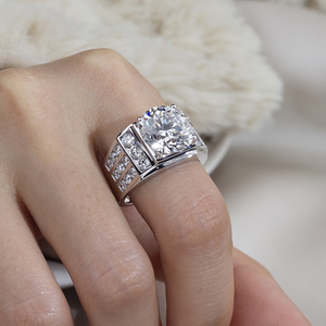 Anillos de diamantes cultivados en laboratorio de platino Pt950 con forma redonda Messi Jewelry MSR-1768 para hombre - Product Image 6