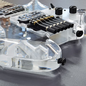 Guitare électrique sans tête haut de gamme, vente directe d'usine, avec corps en acrylique transparent et manche en érable carbonisé - Product Image 1