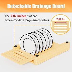 Bamboo Cutting Board <b>Dish</b> <b>Rack</b> Set L Size Quick Dry Double Sided Anti Slip Home Kitchen Use - Product Image 3