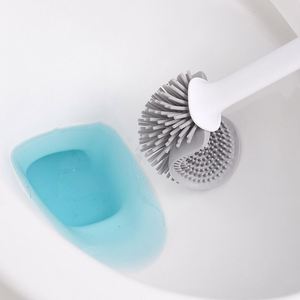 Brosse de toilette créative à manche détachable en caoutchouc souple TPR 360° °   Brosse de nettoyage pour salle de bain sans angle mort avec support - Product Image 4