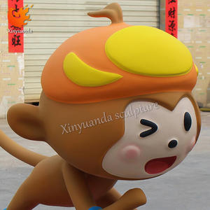 Custom Large Outdoor Fiberglass Skating Monkey Sculpture for Campus Cartoon Mascot Decoration with Animal Pattern - Product Image 2