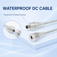 Kabel Konektor Daya Transparan Tahan Air DC5521 Male Female PVC Kawat Tembaga IP65 untuk Lampu LED