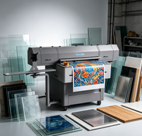 Printer UV Flatbed Otomatis Populer Baru 90x60cm Multicolor CMYK Putih Pernis Efek 3D untuk Logam Kulit Kayu Kaca