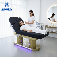 Table de massage électrique réglable Moolin, moderne et luxueuse, avec 4 moteurs, mousse haut de gamme, idéale pour salon, spa, maison et institut de beauté