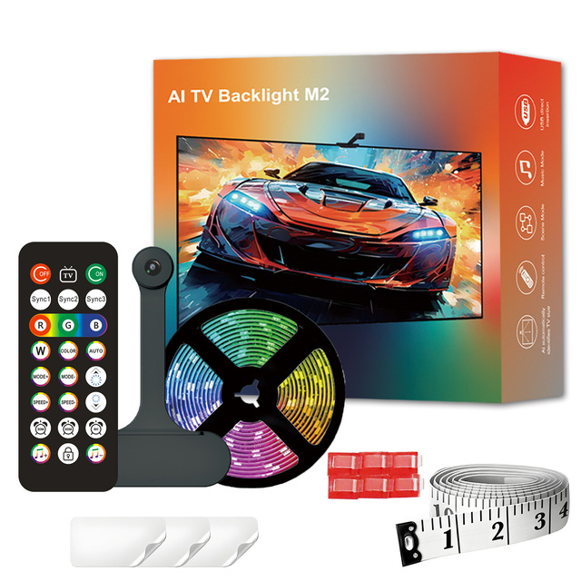 Living Room Home Theater Gaming Room Music Sync USB Powered Remote Control AI Sync LED TV Backlight with Camera