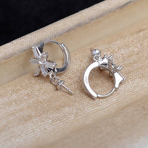 Support de boucles d'oreilles en argent S925 fait main, accessoires de bricolage, support vide à fond plat pour perles de 12,5 mm et coquillages, taille 25 mm - Product Image 3